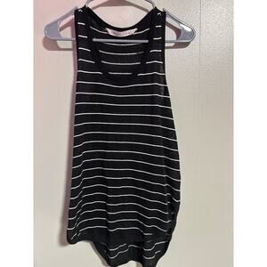 Athleta Black & White Striped Mesh Racerback Tank Top Athletic Size S